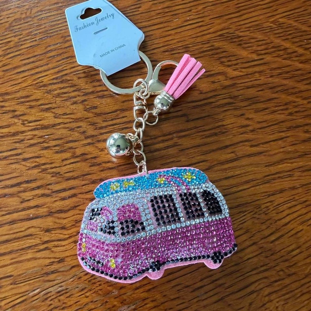 NWT van rhinestone keychain purse bag accessory boho summer beach